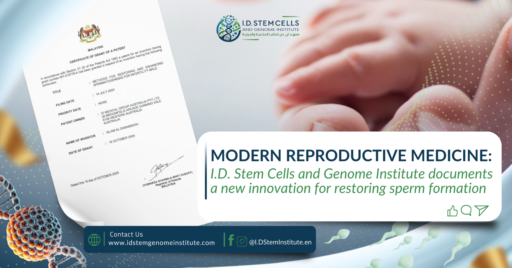 Modern Reproductive Medicine: I.D. Stem Cells and Genome Institute documents a new innovation for restoring sperm formation